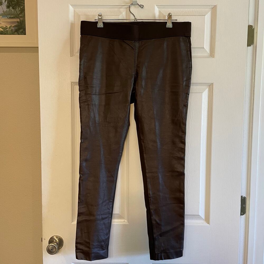 Lauren Ralph Lauren Modern Legging-Faux Leather Ponte Knit-Brown size 14